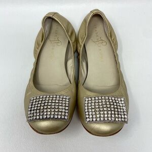 Ivanka Trump Gold Ballet Flats with Rhinestones